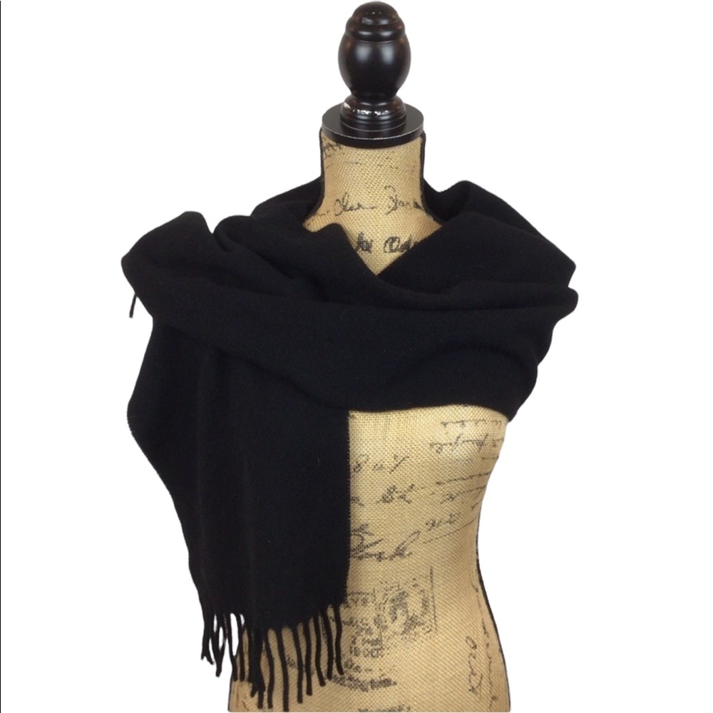 Made in Italy 100% Lambswool Scarf Black